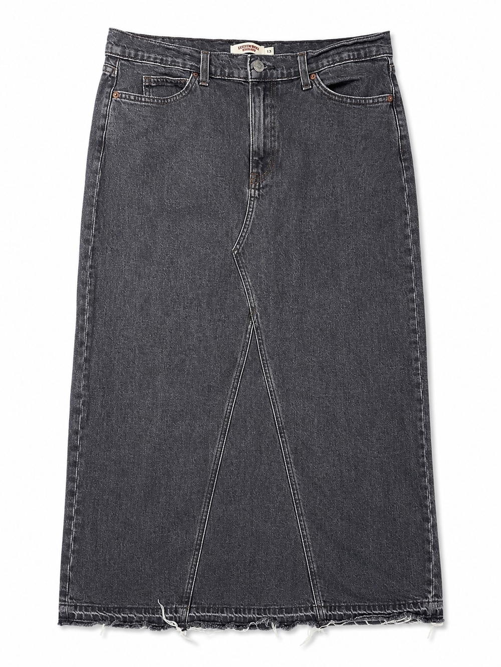 Levi's High-Waist Dark Gray Denim Maxi Skirt, Size 14